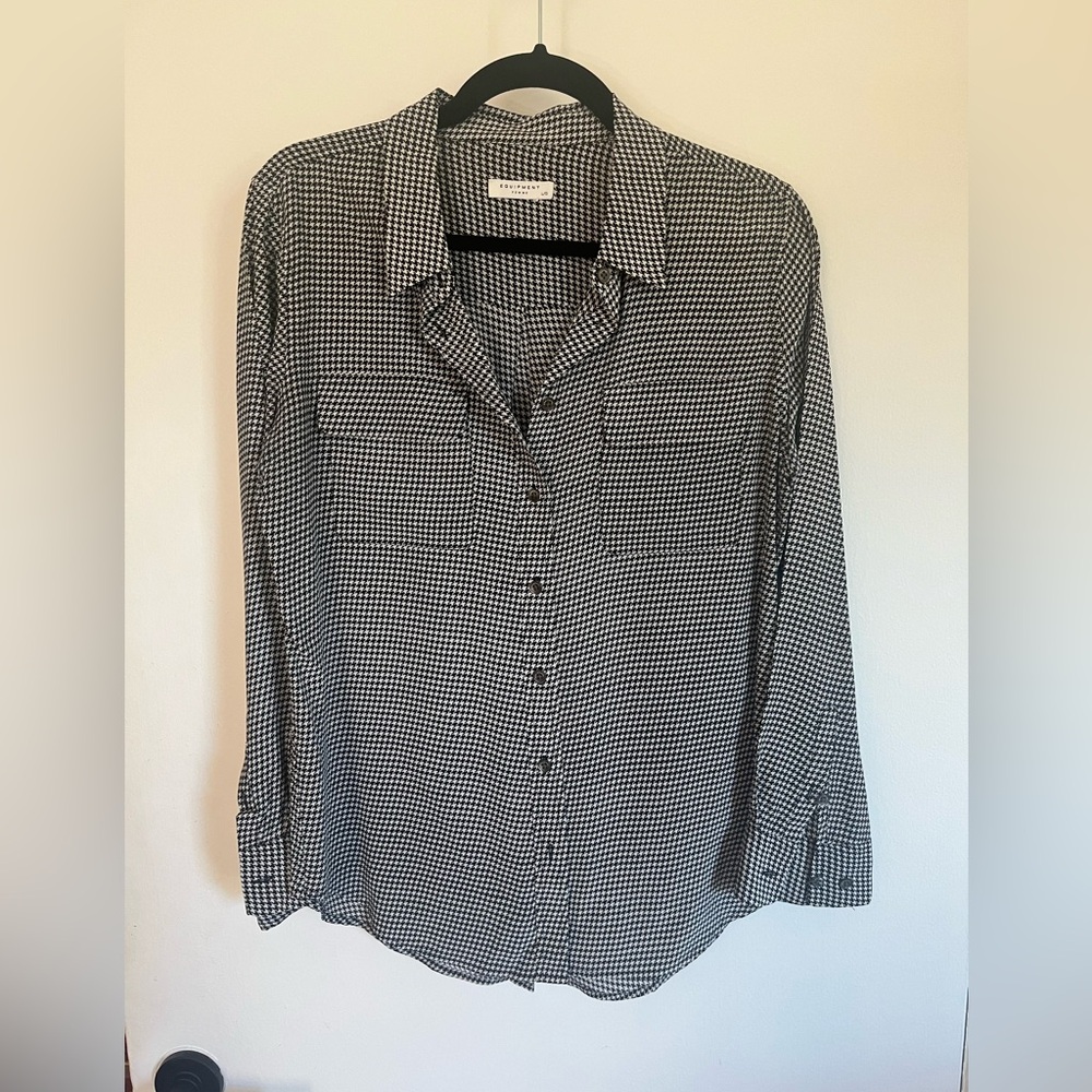 Equipment essential silk houndstooth blouse